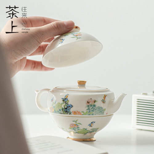 白瓷快客杯一壺二杯精緻茶壺可攜式露營旅行茶具陶瓷茶杯套裝新中式 白瓷快客杯一壺二杯精緻茶壺可攜式露營旅行茶具陶瓷茶杯套裝新中式