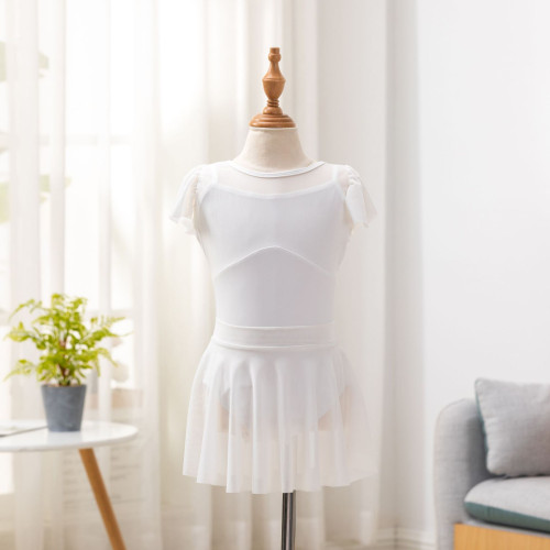 兒童舞蹈服女舞服練功服體操服女童夏長短袖跳舞芭蕾舞服網紗