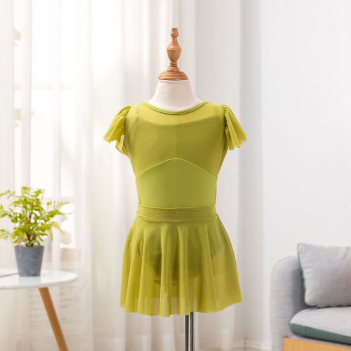 兒童舞蹈服女舞服練功服體操服女童夏長短袖跳舞芭蕾舞服網紗
