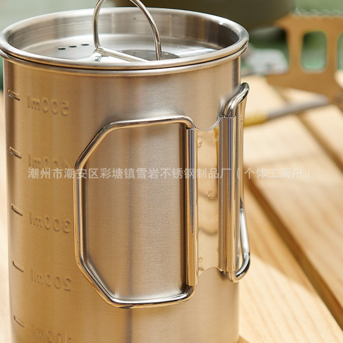 304不鏽鋼水杯戶外露營野營野餐可攜式登山咖啡杯帶蓋帶刻度杯 304不鏽鋼水杯戶外露營野營野餐可攜式登山咖啡杯帶蓋帶刻度杯