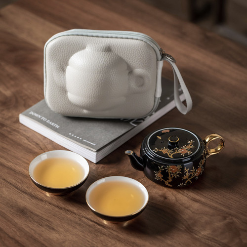 高檔西湖藍可攜式旅行茶具套裝家用戶外簡約泡茶壺陶瓷汝窰羊脂玉 高檔西湖藍可攜式旅行茶具套裝家用戶外簡約泡茶壺陶瓷汝窰羊脂玉