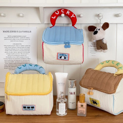 小房子造型化妝包女款可攜式大容量手提收納包旅行居家加厚洗漱包