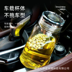 網紅玻璃杯水晶蓋加厚玻璃泡茶杯高硼矽透明水杯大肚杯可