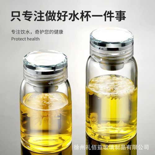 網紅玻璃杯水晶蓋加厚玻璃泡茶杯高硼矽透明水杯大肚杯可 網紅玻璃杯水晶蓋加厚玻璃泡茶杯高硼矽透明水杯大肚杯可