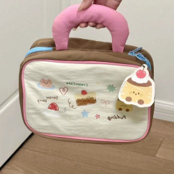 2024新款甜美多巴胺化妝包少女蛋糕可攜式大容量化妝包旅行收納包