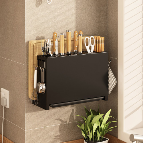 廚房置物架刀架台面多功能收納架菜板架筷子架壁掛免打孔刀筷架子