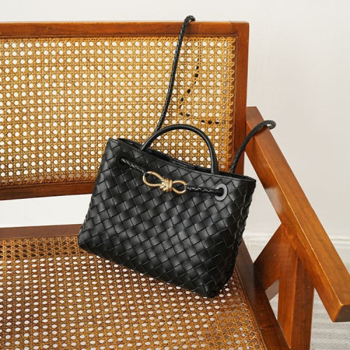 2024bv蝴蝶結編織包新款金屬繩結真皮編織單肩大容量復古斜背手提