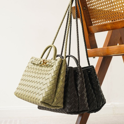 2024bv蝴蝶結編織包新款金屬繩結真皮編織單肩大容量復古斜背手提