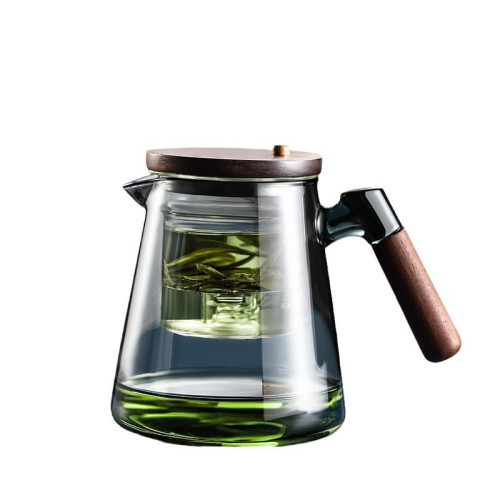 耐高溫泡茶壺胡桃木加厚玻璃內膽一鍵過濾茶水分離按壓式泡茶杯 耐高溫泡茶壺胡桃木加厚玻璃內膽一鍵過濾茶水分離按壓式泡茶杯