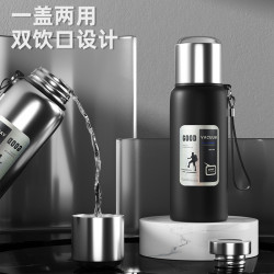 戶外大容量保溫杯男士可攜式全鋼運動水壺不鏽鋼茶水分離水杯子