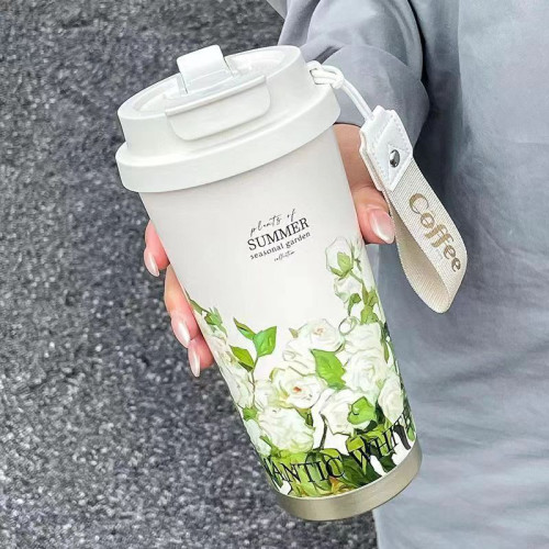 夏日花園雙飲咖啡杯保溫杯女水杯高顔值新款不鏽鋼杯子 夏日花園雙飲咖啡杯保溫杯女水杯高顔值新款不鏽鋼杯子