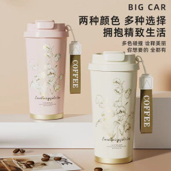 鈴蘭保溫杯316不鏽鋼陶瓷內膽咖啡杯保溫杯女生高顔值ins吸管水杯