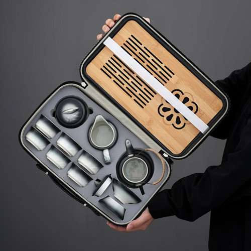 車用旅行茶具套裝家用簡約泡茶壺陶瓷茶杯戶外露營茶盤可攜式套裝 車用旅行茶具套裝家用簡約泡茶壺陶瓷茶杯戶外露營茶盤可攜式套裝