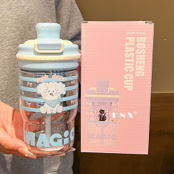 夏天水杯女生高顔值可愛咖啡杯帶茶倉雙飲吸管杯學生隨手杯子新款