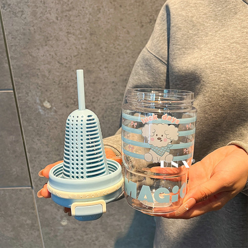 夏天水杯女生高顔值可愛咖啡杯帶茶倉雙飲吸管杯學生隨手杯子新款 夏天水杯女生高顔值可愛咖啡杯帶茶倉雙飲吸管杯學生隨手杯子新款