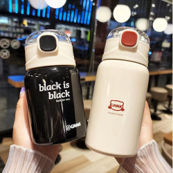 保溫杯304男女學生高顔值水杯食品級可攜式不鏽鋼吸管杯子