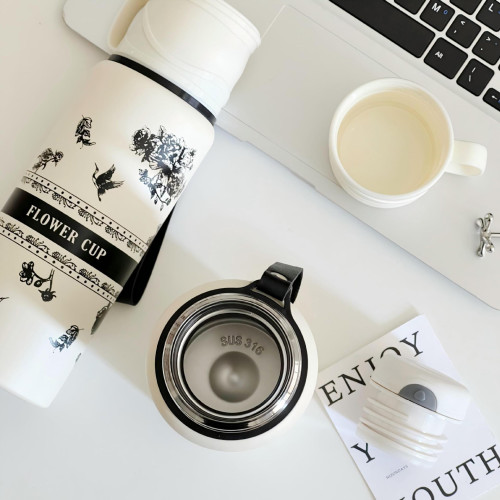 新款梔子花保溫杯316不鏽鋼大容量水杯戶外可攜式高顔值女生泡茶杯 新款梔子花保溫杯316不鏽鋼大容量水杯戶外可攜式高顔值女生泡茶杯