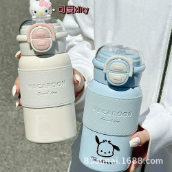 星球保溫杯雙飲女生高顔值水杯校園不鏽鋼簡約杯子學生可攜式吸管杯