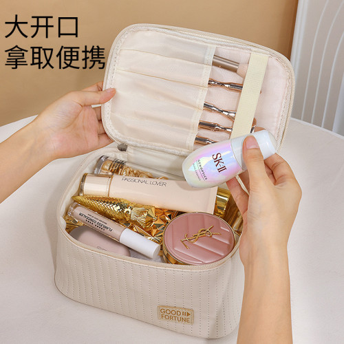 開蓋蛋糕化妝包PU純色手提洗漱包化妝品收納包化妝包大容量高級感 開蓋蛋糕化妝包PU純色手提洗漱包化妝品收納包化妝包大容量高級感