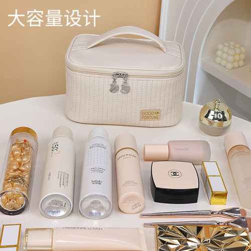 開蓋蛋糕化妝包PU純色手提洗漱包化妝品收納包化妝包大容量高級感 開蓋蛋糕化妝包PU純色手提洗漱包化妝品收納包化妝包大容量高級感