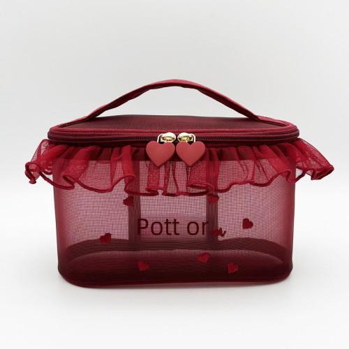 petit trouver網紗愛心刺綉花邊手提化妝包可愛紙巾包補妝收納包 petit trouver網紗愛心刺綉花邊手提化妝包可愛紙巾包補妝收納包