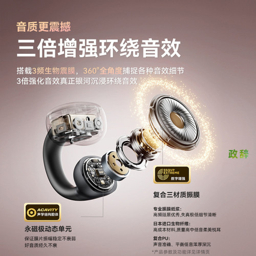 塞納S5S藍牙耳機開放式不入耳夾式無線運動適用華爲蘋果2024新款