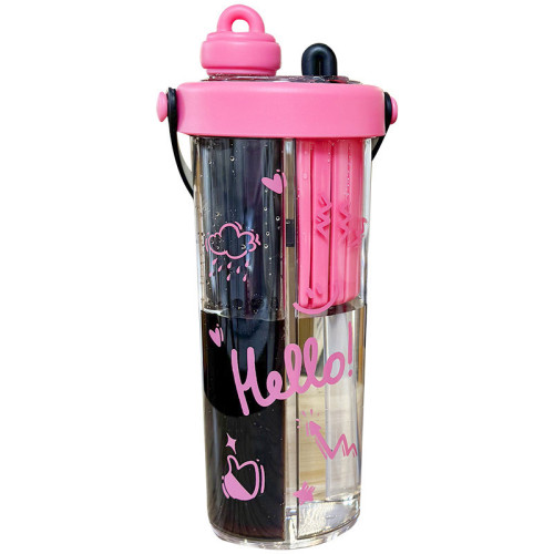 新款雙倉水杯帶茶隔可攜式學生吸管杯女生高顔值夏季泡茶塑膠杯禮品 新款雙倉水杯帶茶隔可攜式學生吸管杯女生高顔值夏季泡茶塑膠杯禮品