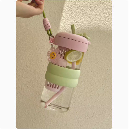 水杯女生玻璃杯高顔值2024新款泡茶杯夏季可攜式耐高溫學生吸管杯子 水杯女生玻璃杯高顔值2024新款泡茶杯夏季可攜式耐高溫學生吸管杯子