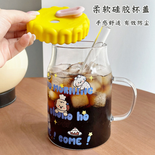 ins風吸管杯可愛女冷飲杯精緻好看的杯子大容量喝水杯把手果汁杯 ins風吸管杯可愛女冷飲杯精緻好看的杯子大容量喝水杯把手果汁杯