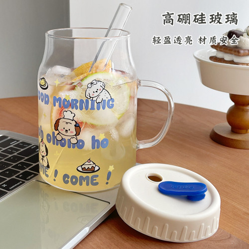 ins風吸管杯可愛女冷飲杯精緻好看的杯子大容量喝水杯把手果汁杯 ins風吸管杯可愛女冷飲杯精緻好看的杯子大容量喝水杯把手果汁杯
