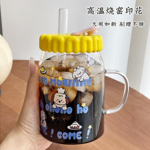 ins風吸管杯可愛女冷飲杯精緻好看的杯子大容量喝水杯把手果汁杯 ins風吸管杯可愛女冷飲杯精緻好看的杯子大容量喝水杯把手果汁杯