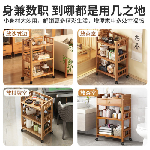 置物架落地多層收納零食儲物櫃移動小推車家用廚房火鍋多功能架子