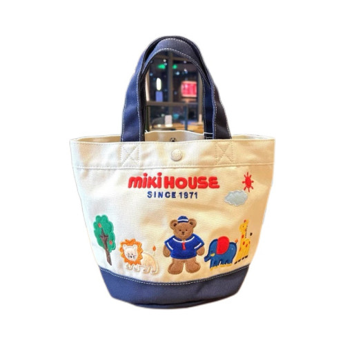加厚優質miki帆布包卡通字母手提包便當包媽咪包霤娃袋刺綉母嬰包