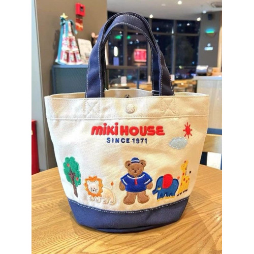 加厚優質miki帆布包卡通字母手提包便當包媽咪包霤娃袋刺綉母嬰包