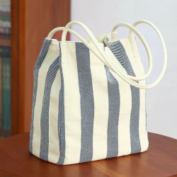 國風簡約單肩手提包 小衆學生上課通勤帆布包日韓文藝森系水桶包