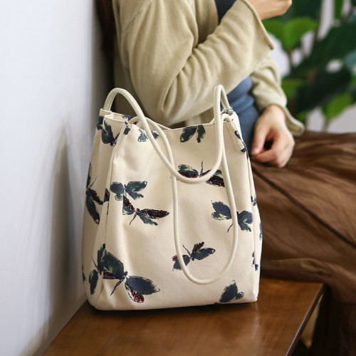 國風簡約單肩手提包 小衆學生上課通勤帆布包日韓文藝森系水桶包 國風簡約單肩手提包 小衆學生上課通勤帆布包日韓文藝森系水桶包