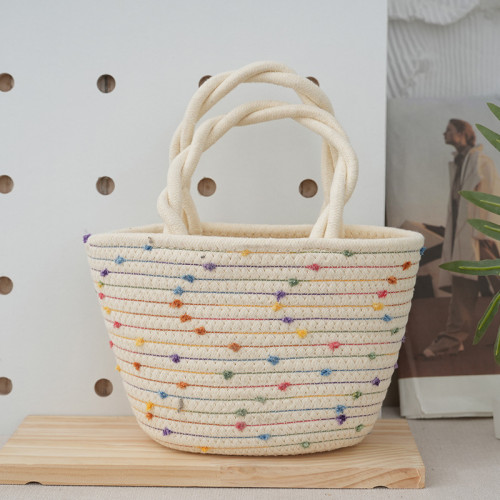 田園風手工編織包棉繩手拎包網紅款通勤零食化妝品收納包伴手禮 田園風手工編織包棉繩手拎包網紅款通勤零食化妝品收納包伴手禮