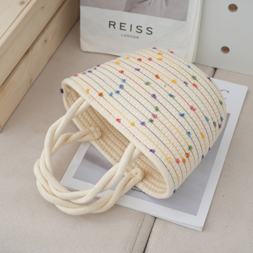 田園風手工編織包棉繩手拎包網紅款通勤零食化妝品收納包伴手禮 田園風手工編織包棉繩手拎包網紅款通勤零食化妝品收納包伴手禮