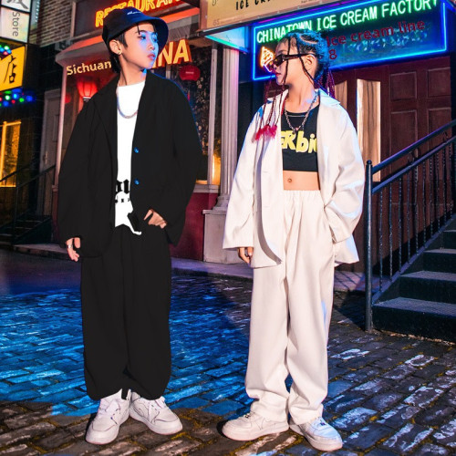 兒童爵士舞服裝帥氣西服街舞演出服套裝女孩嘻哈hiphop走秀舞台潮