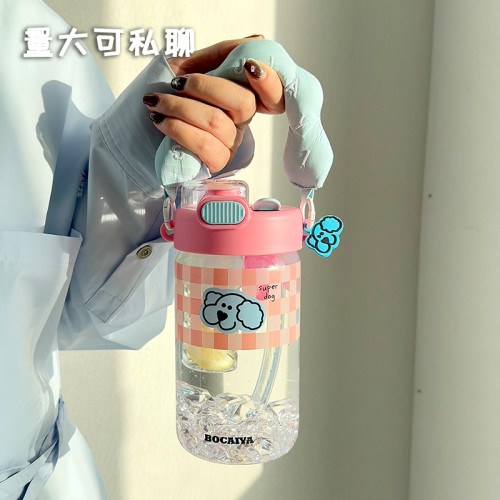 水杯女玻璃杯2024新款大容量茶水分離可愛學生兒童手提帶吸管杯子 水杯女玻璃杯2024新款大容量茶水分離可愛學生兒童手提帶吸管杯子