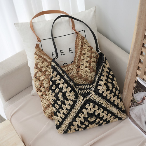 輕便編織包女士單肩包紙繩手工編織復古女包時尚都市女士手提包 輕便編織包女士單肩包紙繩手工編織復古女包時尚都市女士手提包