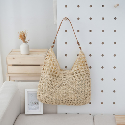 輕便編織包女士單肩包紙繩手工編織復古女包時尚都市女士手提包 輕便編織包女士單肩包紙繩手工編織復古女包時尚都市女士手提包