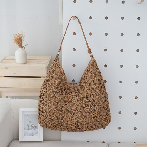 輕便編織包女士單肩包紙繩手工編織復古女包時尚都市女士手提包 輕便編織包女士單肩包紙繩手工編織復古女包時尚都市女士手提包