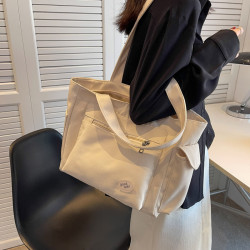 單肩包女大容量百搭帆布包學生簡約手提包休閒斜後背包補習包媽咪包