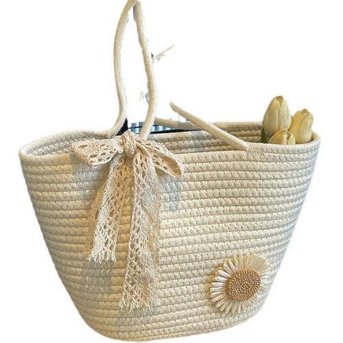 早春新款大容量手工編織包包女托特包女ins外出運營度假包女2025