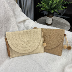 夏季編織包包女手拿包新款時尚復古信封包休閒簡約度假沙灘斜後背包