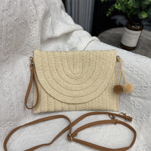 夏季編織包包女手拿包新款時尚復古信封包休閒簡約度假沙灘斜後背包 夏季編織包包女手拿包新款時尚復古信封包休閒簡約度假沙灘斜後背包