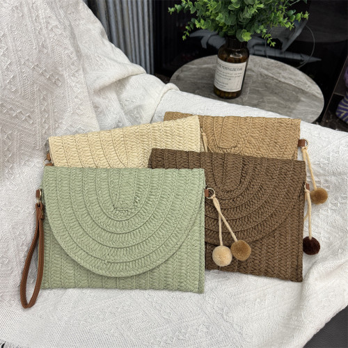 夏季編織包包女手拿包新款時尚復古信封包休閒簡約度假沙灘斜後背包 夏季編織包包女手拿包新款時尚復古信封包休閒簡約度假沙灘斜後背包