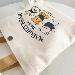 小量 新款小熊帆布包女士上班學生手提包手拎便當飯盒收納禮