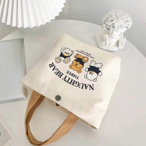 小量 新款小熊帆布包女士上班學生手提包手拎便當飯盒收納禮 小量 新款小熊帆布包女士上班學生手提包手拎便當飯盒收納禮